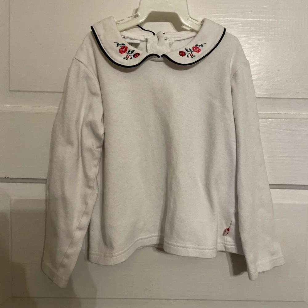 Vintage OshKosh B' Gosh Long Sleeve Peter Pan Collar Flower Embroidered Girls 5T